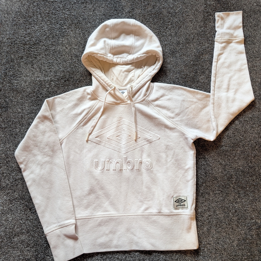 Umbro Women’s Cream Pullover Hoodie with Embossed Logo